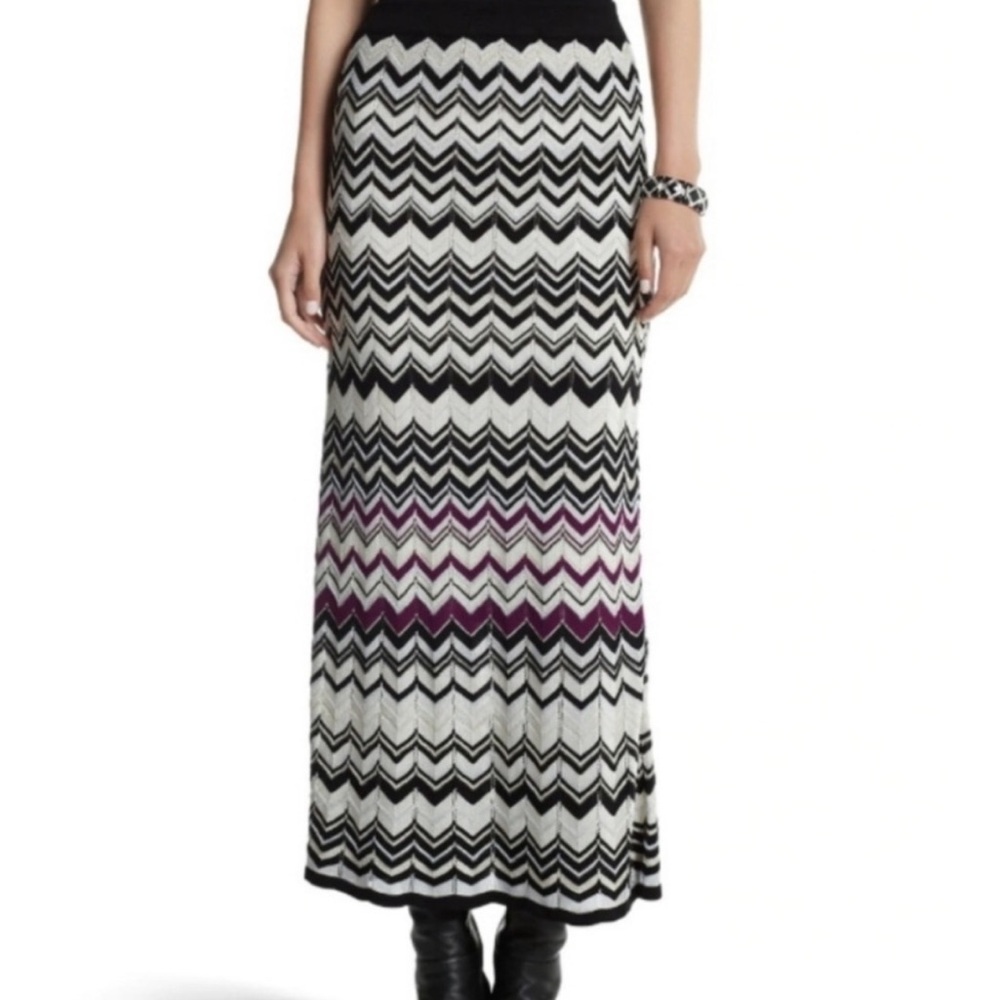 White House Black Market Chevron Pleated Maxi Skirt